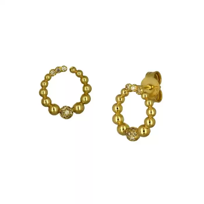 SKU-49941 / Σκουλαρίκια Καρφωτά Χρυσός Κ18 με Διαμάντια