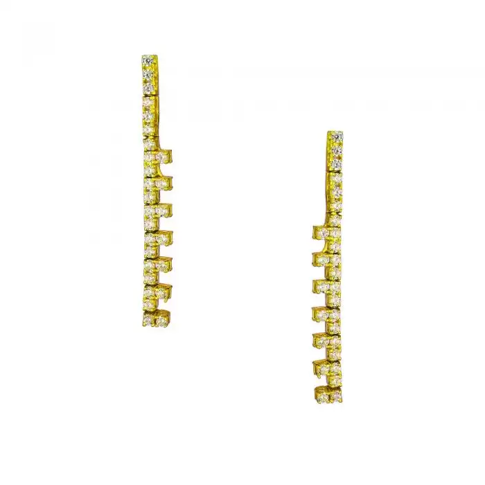 SKU-49018 / Σκουλαρίκια με Κλιπ Χρυσός Κ14 με Ζιργκόν