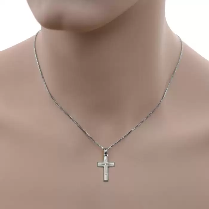 Σταυρός Λευκόχρυσος Κ14 με  Ένθετο Σταυρό SKU-49684