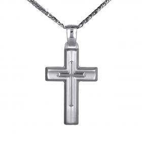 Σταυρός Λευκόχρυσος Κ14 με  Ένθετο Σταυρό SKU-49684