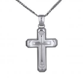 Σταυρός Γυναικείος Λευκόχρυσος Κ14 Λουστρέ Φινίρισμα SKU-49686