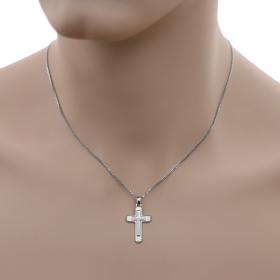 Σταυρός Λευκόχρυσος Κ14 με  Ένθετο Σταυρό SKU-49688