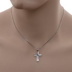 Σταυρός Ανδρικός Λευκόχρυσος Κ14 με 'Ενθετο Σταυρό SKU-49332