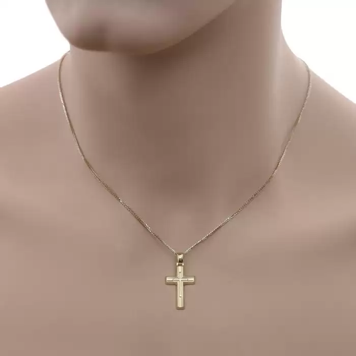 Κλασικός Σταυρός Χρυσός Κ9 με Ματ Φινίρισμα SKU-49678