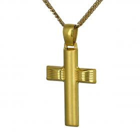 Σταυρός Ανδρικός Χρυσός Κ14 Σαγρέ και Ματ SKU-49693