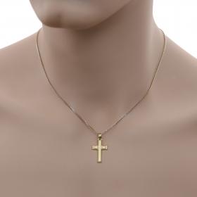 Σταυρός Ανδρικός Χρυσός Κ14 Σαγρέ και Ματ SKU-49693