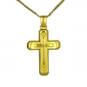 Σταυρός Γυναικείος Χρυσός Κ9 με Λουστρέ Φινίρισμα SKU-49680