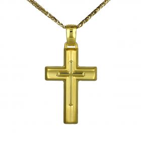 Κλασικός Σταυρός Χρυσός Κ14 με Ένθετο Σταυρό SKU-49683