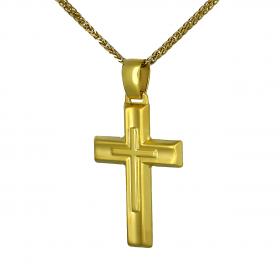 Κλασικός Σταυρός Χρυσός Κ14 με Ένθετο Σταυρό SKU-49683