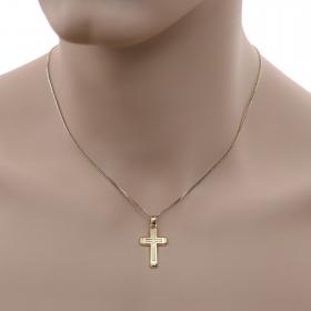 Σταυρός Γυναικείος Χρυσός Κ14 με Λουστρέ Φινίρισμα SKU-49685