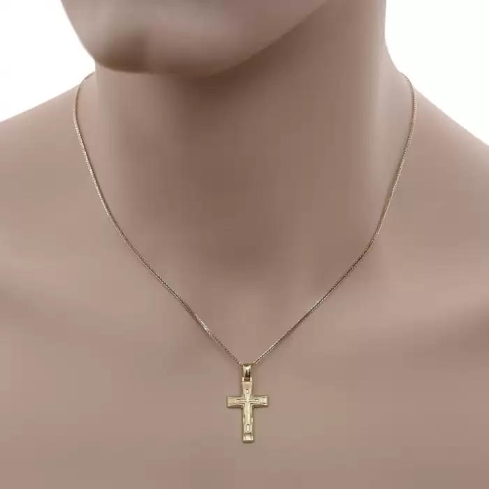 Σταυρός Χρυσός Κ14 με Σαγρε & Ματ Φινίρισμα SKU-49691