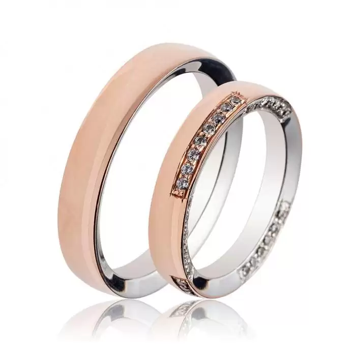 SKU-49899 / Βέρες Γάμου Jeweler Λευκόχρυσος & Ρόζ Χρυσός, Κ9-Κ14-Κ18