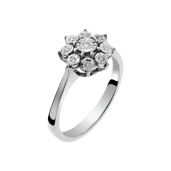SKU-50212 / Δαχτυλίδι Ροζέτα Λευκόχρυσος Κ18 με Διαμάντια