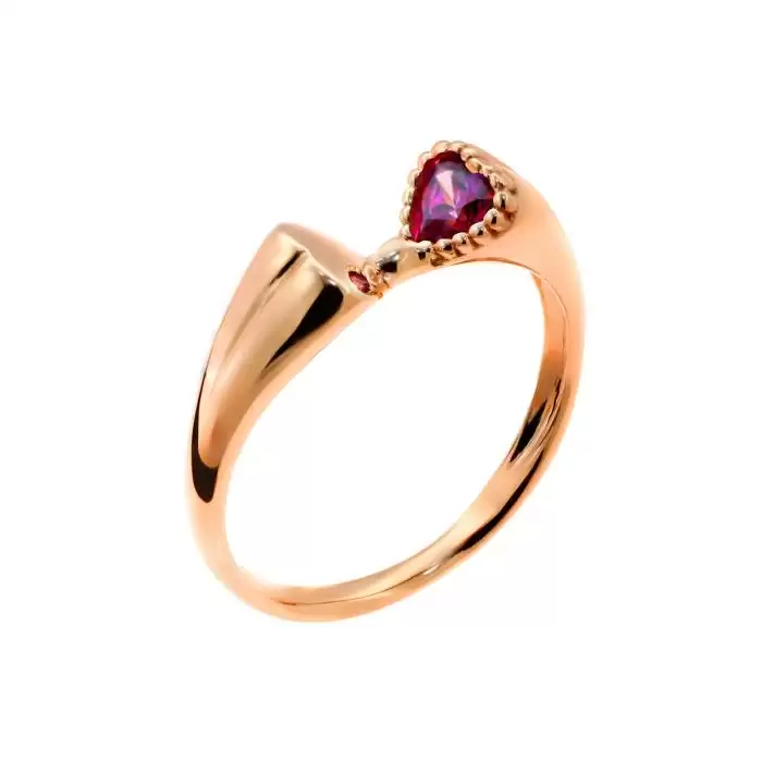 SKU-50194 / Δαχτυλίδι Καρδιά Ροζ Χρυσός Κ14 με Ζιργκόν
