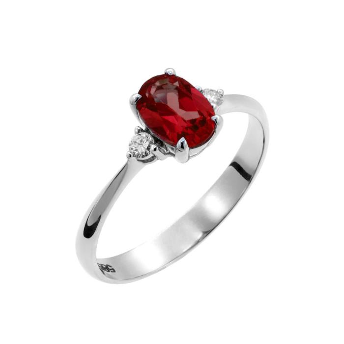 Δαχτυλίδι Λευκόχρυσος Κ18 με Ρουμπίνι & Διαμάντια SKU-50315