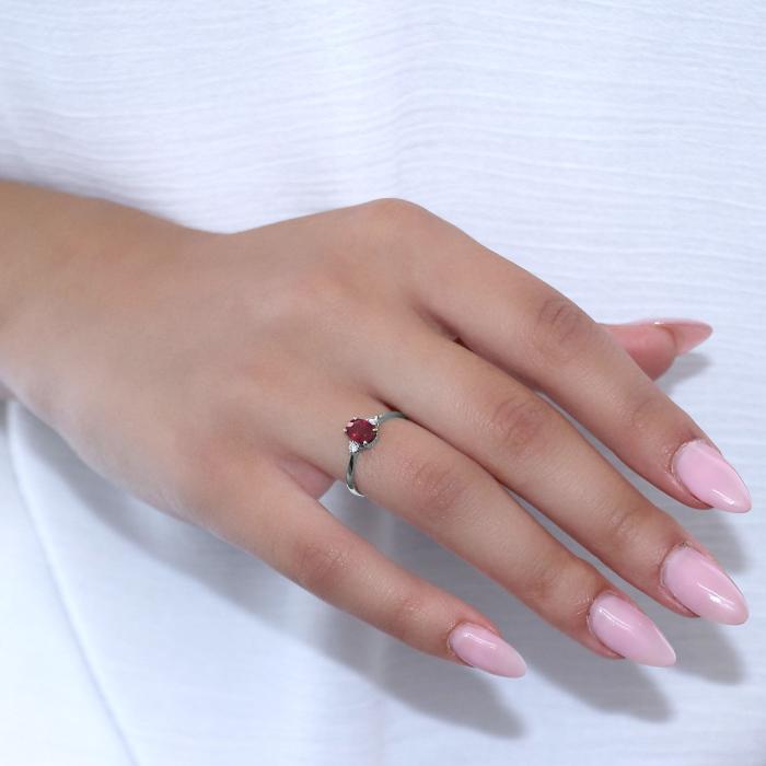 Δαχτυλίδι Λευκόχρυσος Κ18 με Ρουμπίνι & Διαμάντια SKU-50315