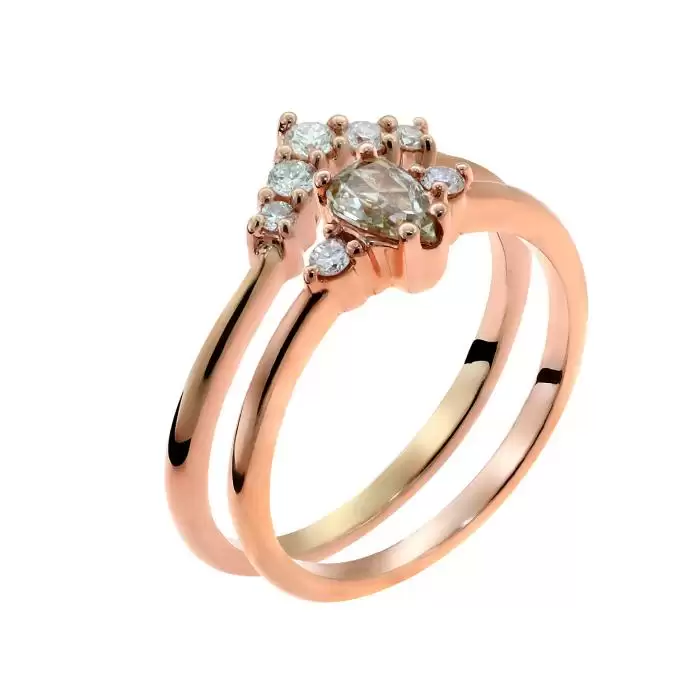 SKU-50421 / Δαχτυλίδι Σειρέ Ροζ Χρυσός Κ18 με Διαμάντια