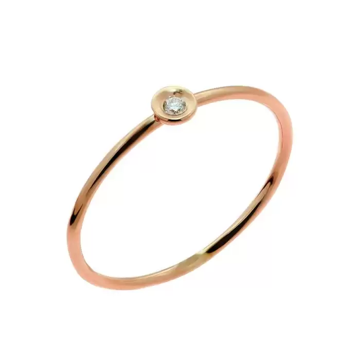 SKU-50027 / Δαχτυλίδι Μονόπετρο Ροζ Χρυσός Κ14 με Διαμάντι