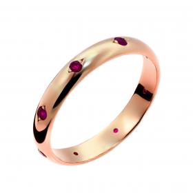 Δαχτυλίδι Ροζ Χρυσός Κ14 με Ρουμπίνια