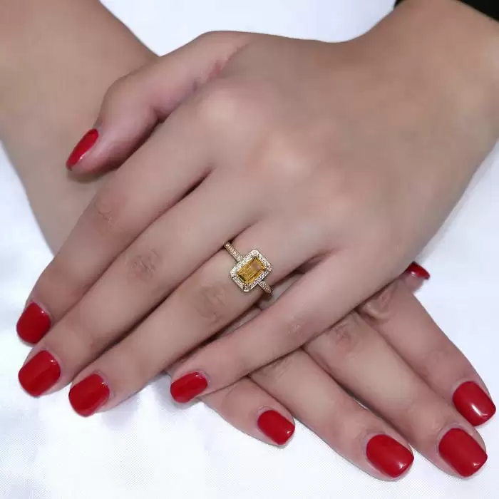 SKU-50720 / Δαχτυλίδι Ροζέτα Χρυσός Κ18 με Ζαφείρι & Διαμάντια
