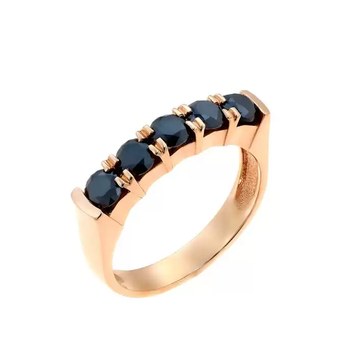 SKU-50096 / Δαχτυλίδι Σειρέ Ροζ Χρυσός Κ18 με Μαύρα Διαμάντια