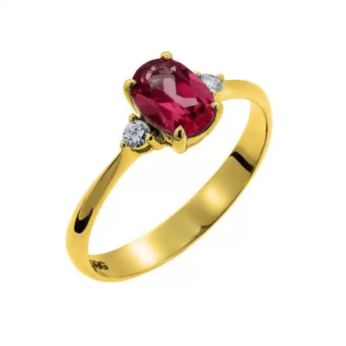 SKU-50463 / Δαχτυλίδι Χρυσός Κ18 με Ρουμπίνι & Διαμάντια