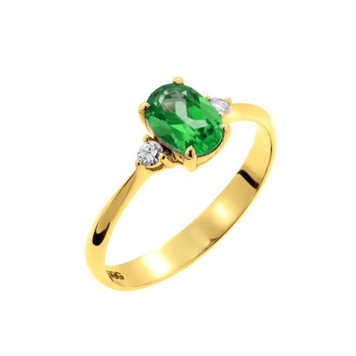 Δαχτυλίδι Χρυσός Κ18 με Σμαράγδι & Διαμάντια SKU-50462
