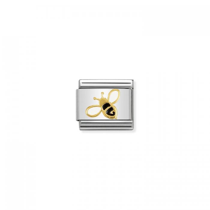 Link Nomination Bee Ανοξείδωτο Ατσάλι, Χρυσός Κ18 & Σμάλτο