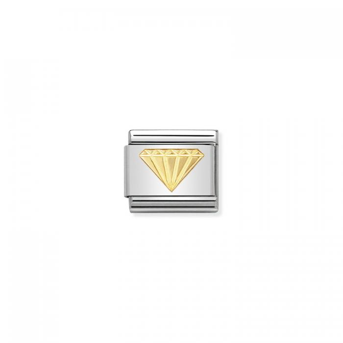 Link Nomination Diamond Ανοξείδωτο Ατσάλι & Χρυσός Κ18