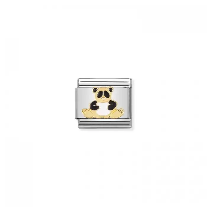 SKU-50829 / Link Nomination Panda Ανοξείδωτο Ατσάλι, Χρυσός Κ18 & Σμάλτο