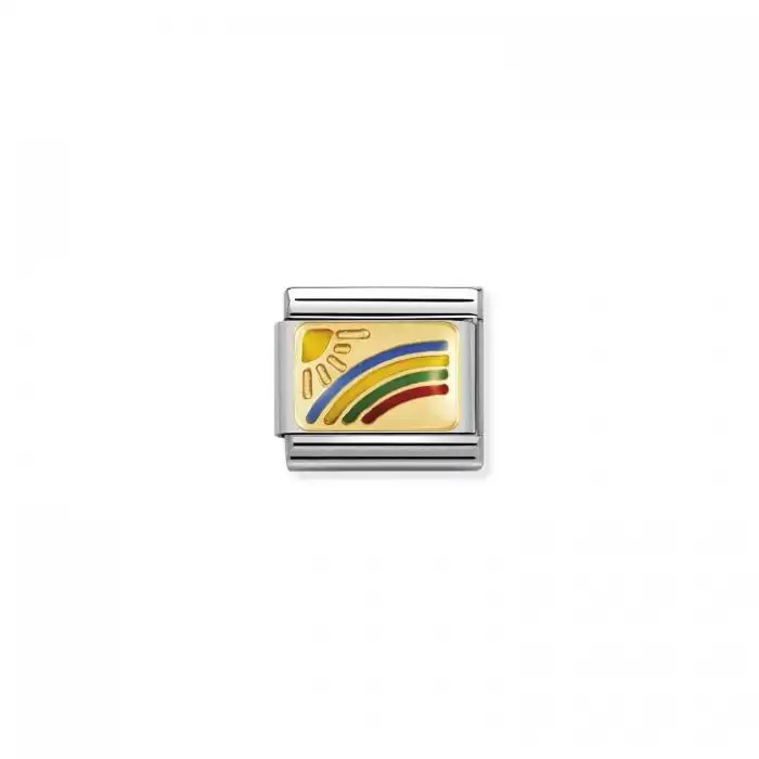 SKU-50848 / Link Nomination Rainbow Ανοξείδωτο Ατσάλι, Χρυσός Κ18 & Σμάλτο