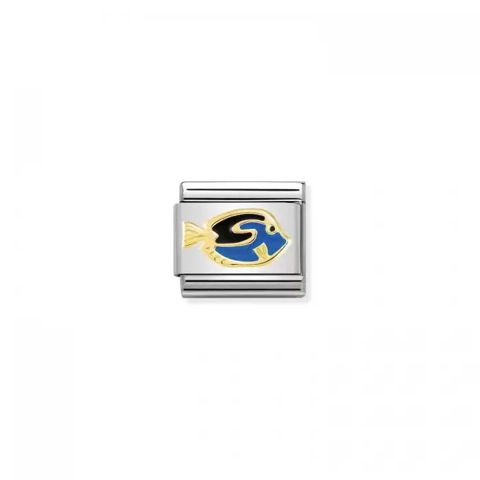 SKU-50834 / Link Nomination Surgeonfish Ανοξείδωτο Ατσάλι, Χρυσός Κ18 & Σμάλτο