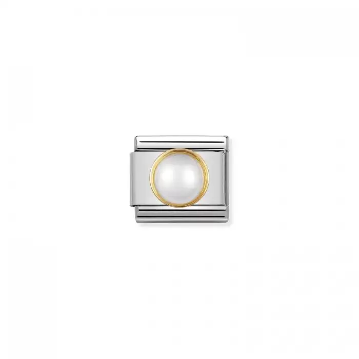 SKU-50856 / Link Nomination White Pearl Ανοξείδωτο Ατσάλι & Χρυσός Κ18 