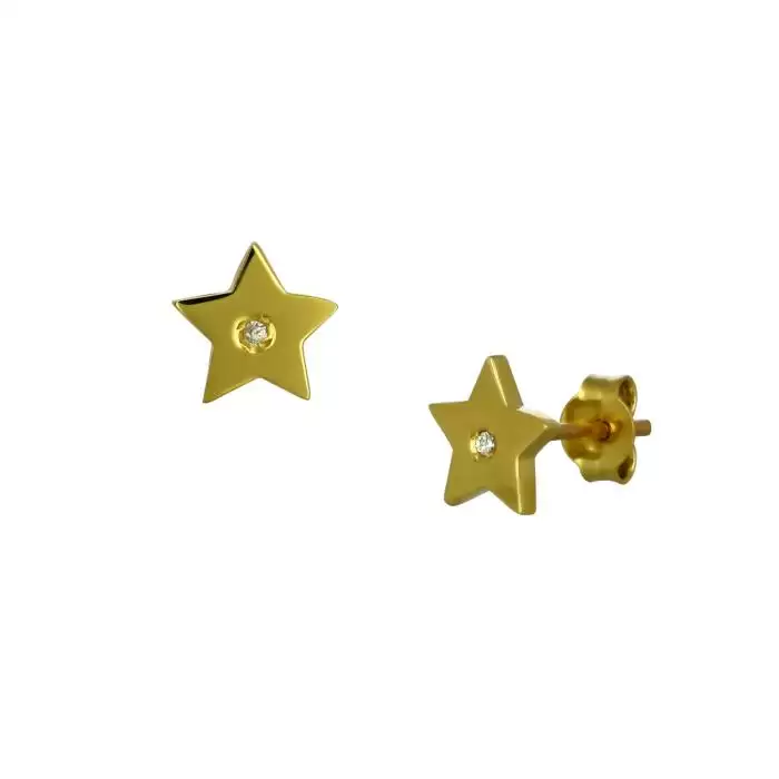 Σκουλαρίκια Αστέρι Χρυσός Κ9 με Ζιργκόν
