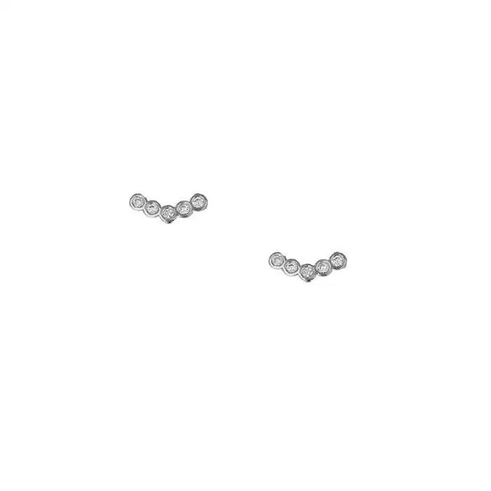 SKU-50270 / Σκουλαρίκια Καρφωτά Λευκόχρυσος Κ14 με Διαμάντια