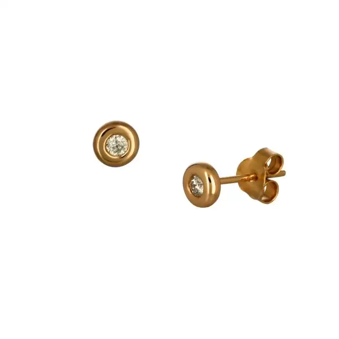 SKU-50008 / Σκουλαρίκια Μονόπετρο Ροζ Χρυσός Κ18 με Διαμάντια