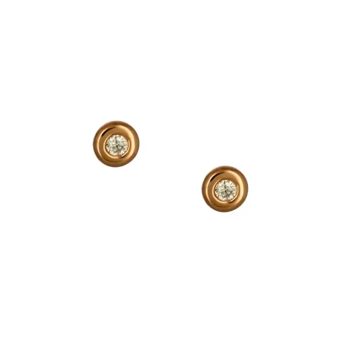 SKU-50008 / Σκουλαρίκια Μονόπετρο Ροζ Χρυσός Κ18 με Διαμάντια