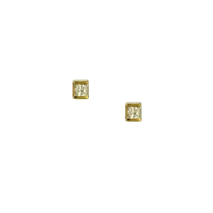 SKU-50100 / Σκουλαρίκια Μονόπετρο Χρυσός Κ14 με Ζιργκόν 