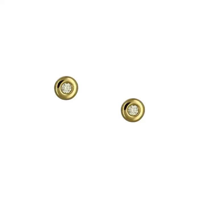 SKU-50015 / Σκουλαρίκια Μονόπετρο  Χρυσός Κ18 με Διαμάντια