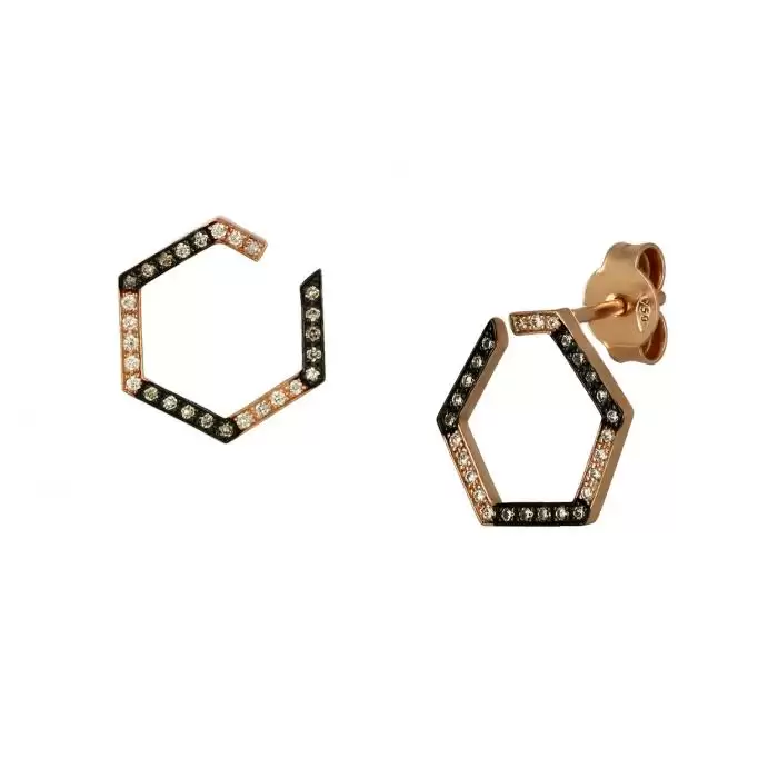 SKU-50515 / Σκουλαρίκια Ροζ Χρυσός Κ18 με Διαμάντια