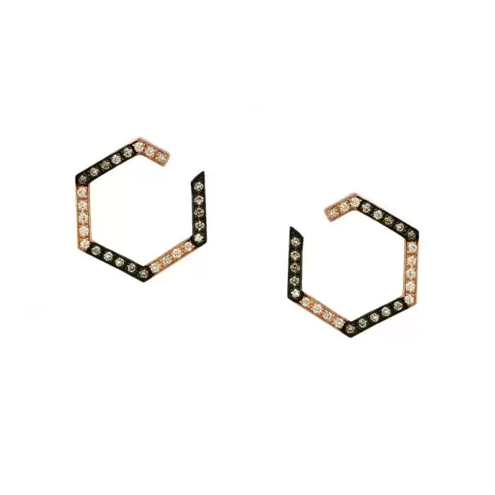SKU-50515 / Σκουλαρίκια Ροζ Χρυσός Κ18 με Διαμάντια