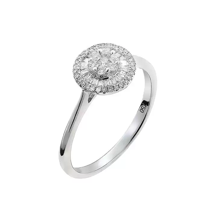 SKU-51163 / Δαχτυλίδι Λευκόχρυσος Κ18 με Διαμάντια