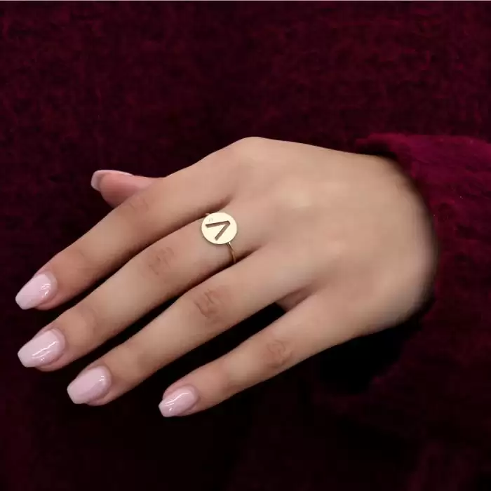 Δαχτυλίδι Μονόγραμμα Λ Χρυσός Κ14 με Διαμάντι