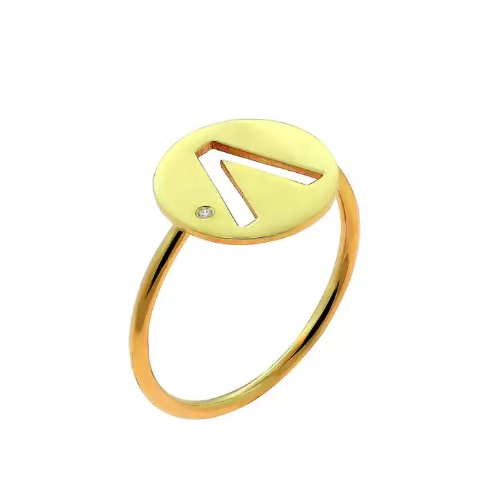 SKU-51607 / Δαχτυλίδι Μονόγραμμα Λ Χρυσός Κ14 με Διαμάντι
