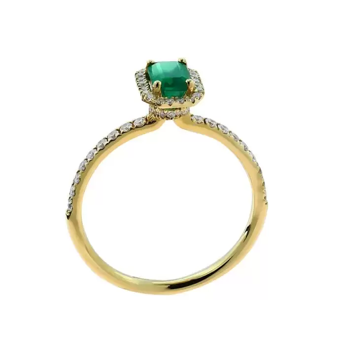 SKU-51197 / Δαχτυλίδι Ροζέτα Χρυσός Κ18 με Σμαράγδι & Διαμάντια