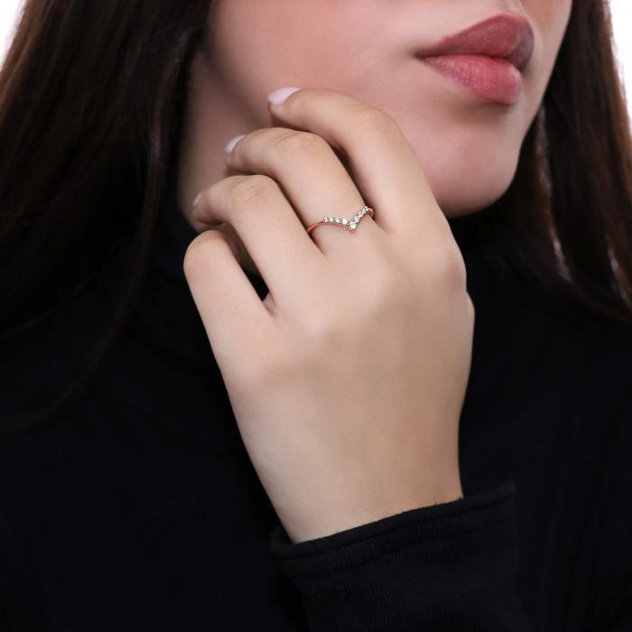 Δαχτυλίδι Σειρέ Ροζ Χρυσός Κ18 με Διαμάντια