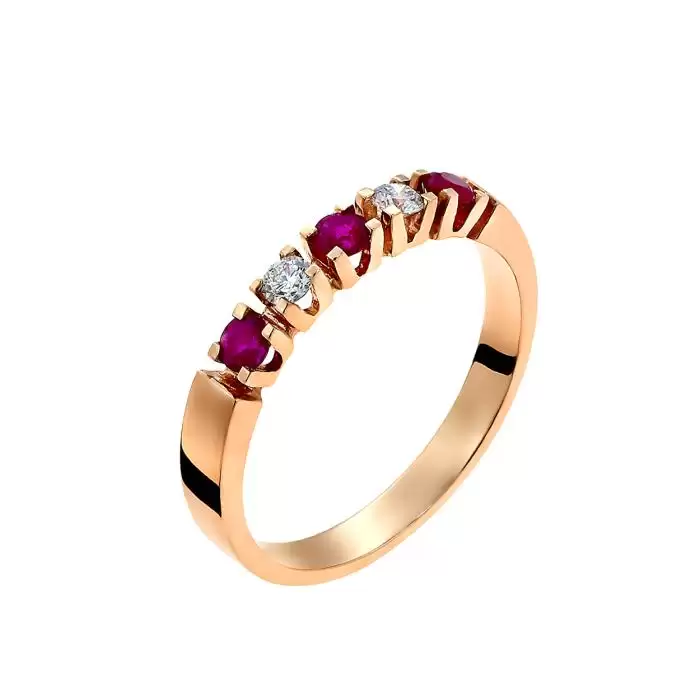 SKU-51121 / Δαχτυλίδι Σειρέ Ροζ Χρυσός Κ18 με Ρουμπίνια & Διαμάντια