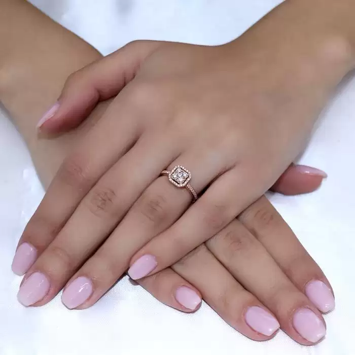 Δαχτυλίδι Ροζ Χρυσός Κ18 με Διαμάντια