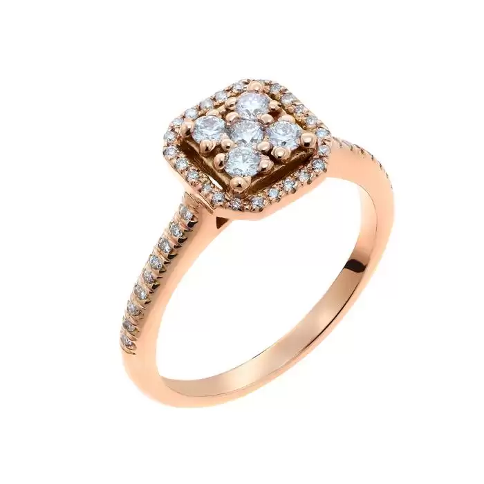 SKU-51218 / Δαχτυλίδι Ροζ Χρυσός Κ18 με Διαμάντια