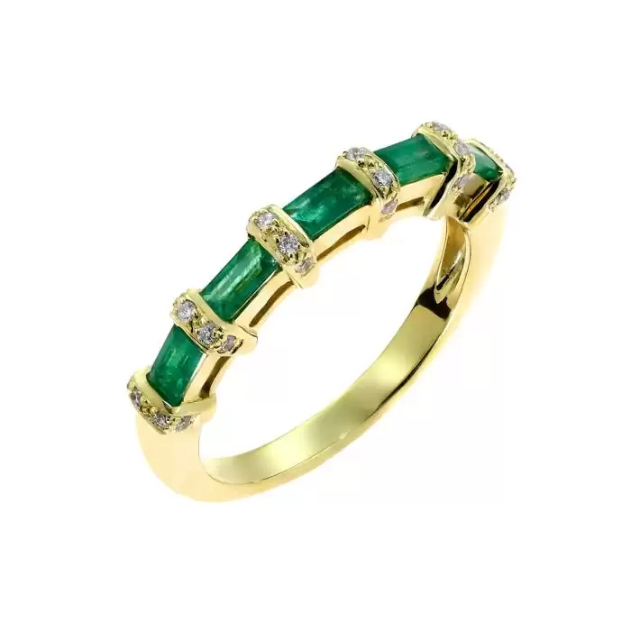 SKU-51974 / Δαχτυλίδι Σειρέ Χρυσός Κ18 με Σμαράγδια & Διαμάντια